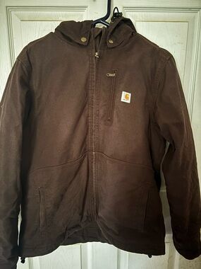 Carhartt Brown Heavy-Duty Hooded Work Jacket